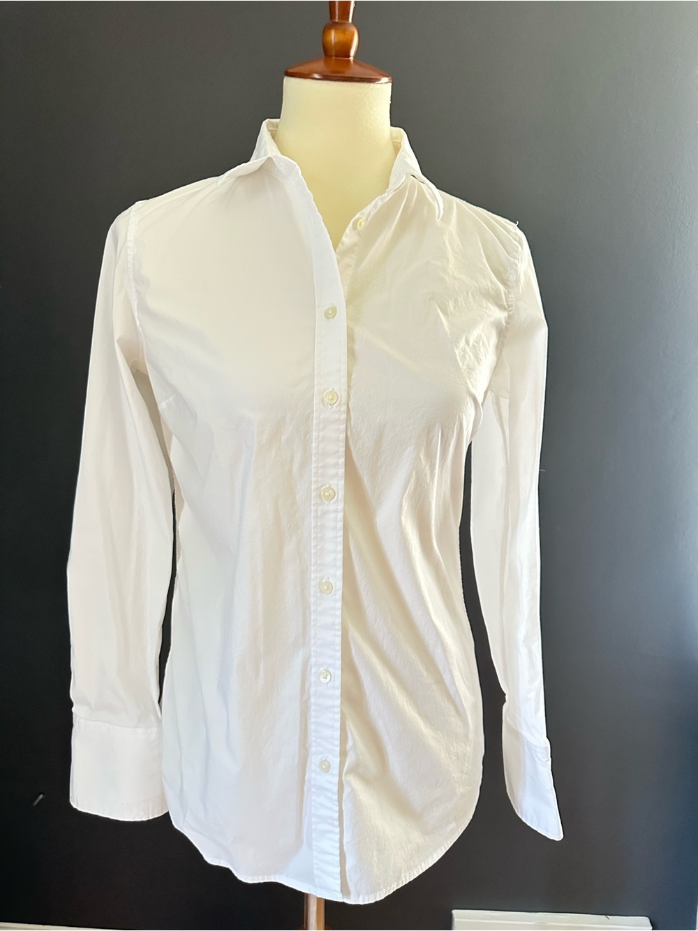 Banana Republic Riley Shirt White Stretch Cotton Button Down Size 4